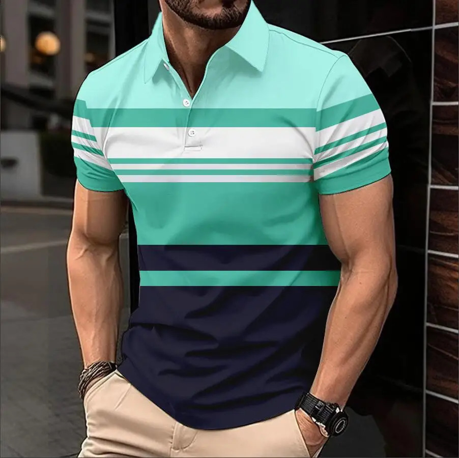Men Clothes Summer Fashion Stripe Polo Shirt Men Casual Tops Polo Shirt 240816
