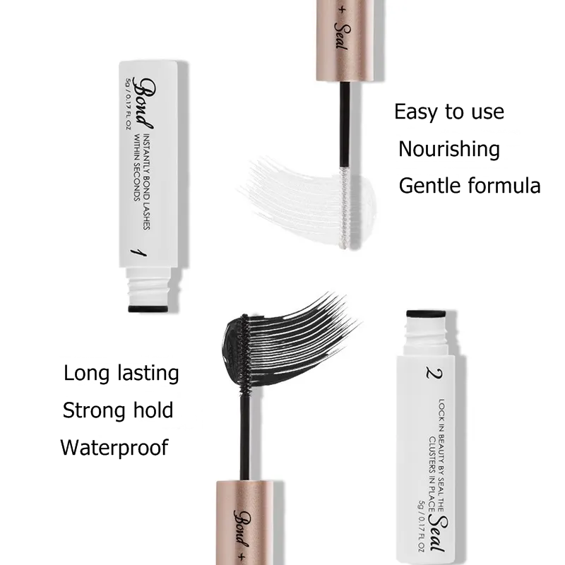 Lash Glue Bond and Seal Long Lasting Strong Hold Waterproof 2 in 1 Cluster Eyelash Glue for DIY Lash Extensions