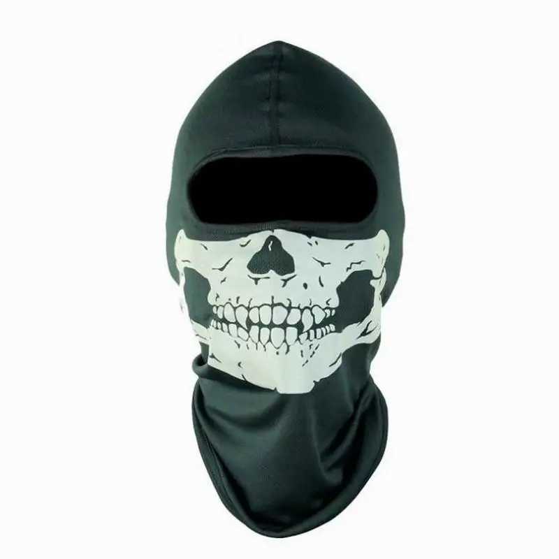 Black Ghost Skull Full Face Mask Windproof Ski Mask Motorcycle Facial Tactical Balaclava Mask Suitable for Womens Halloween Role Playing W240817