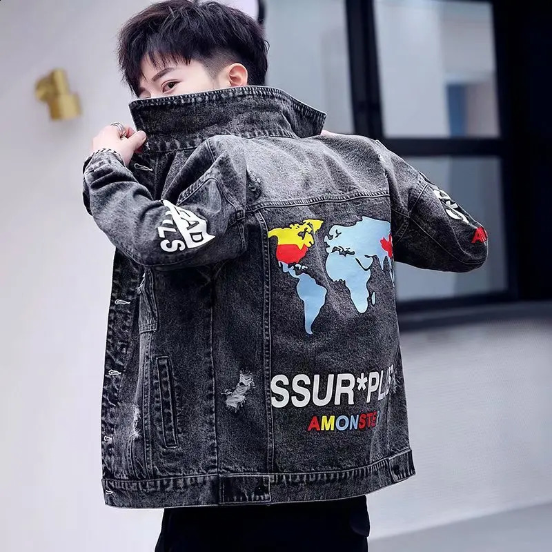 Denim jacket men INS super fire top port wind BF trend jacket CHIC loose 240816