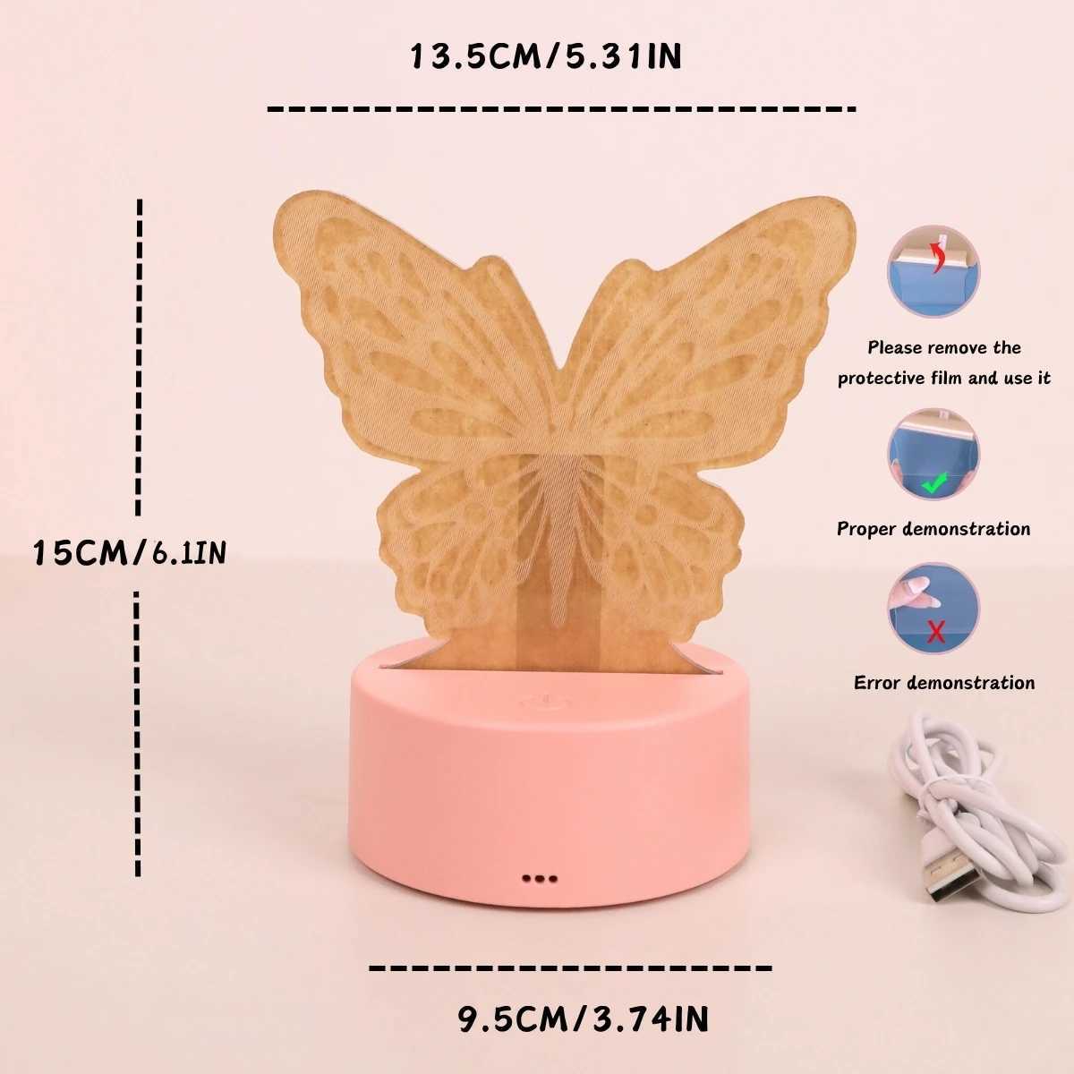 3D Butterfly Creative Night Light USB Home Decoration Table Decoration Living Room Bedroom Decoration Light Birthday Gift W240816