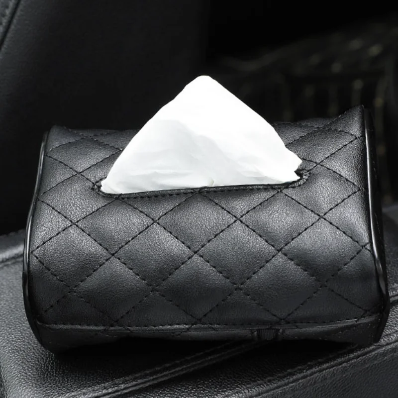 1 Pcs Black Tissue Boxes with Disposable Napkins Tissue Boxes Car Accessories Tissue Bag Organizer Car Decoration Auto Storage