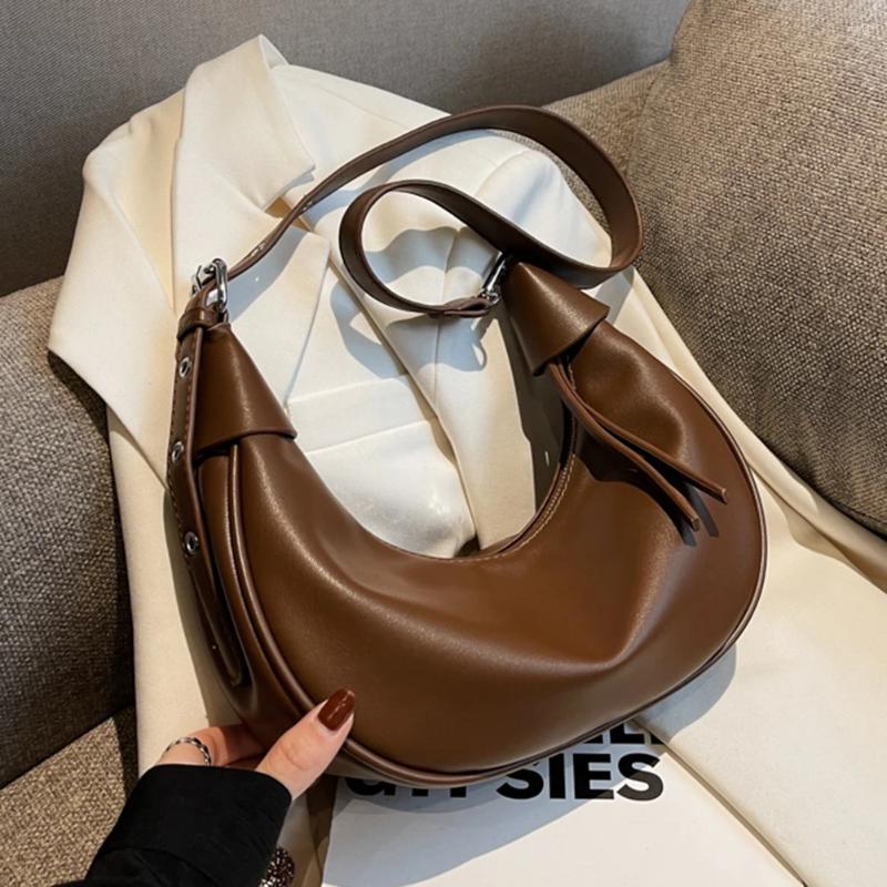 Bag Women Fashion Sling Adjustable Strap PU Leather Satchel Casual Half Moon Fashionable Tote Large Capacity Travel Bags