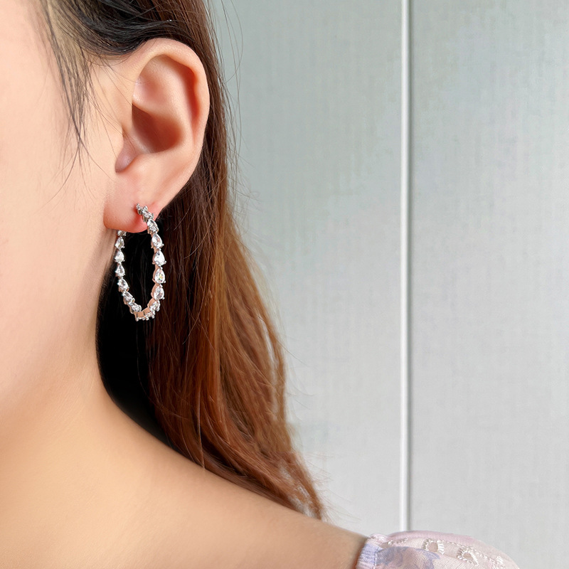 2024 Choucong Top Sell Clip Earrings Luxury Jewelry 925 Sterling Silver Water Drop 5A Cubic Zircon Party CZ Diamond Women Wedding Earbobs For Lover Gi