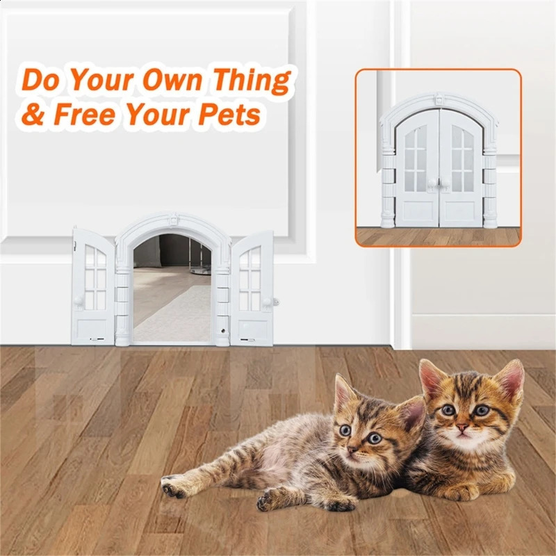 Inertior Door for Small Cats Easy Install Pet Door without Flap for Pets up to 10kg French Doors Drop 240819
