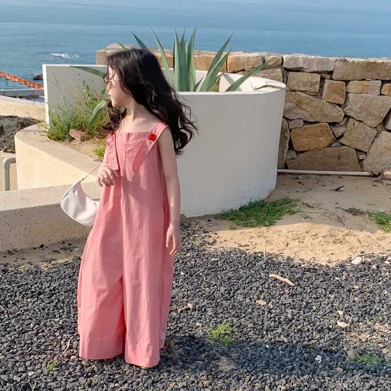 Korean style skin friendly full set of harem pants fashionable and cute childrens tight fitting clothes jumpsuit childrens jumpsuit W240806