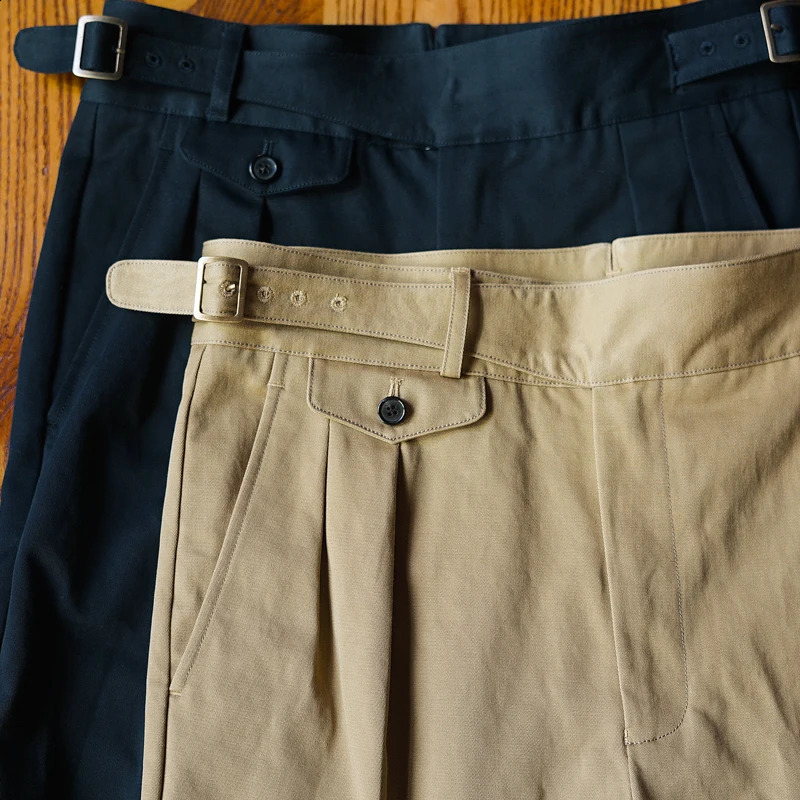 Vintage Gurkha Pants Men British Style High Waist Casual Straight Trousers Spring Autumn Fashion Loose Ankle-Length Naples Pant 240819