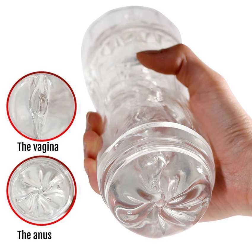 Male Masturbator Cup Soft Pussy Sex Toys Transparent Vagina Adult Endurance Exercise Sex Products Vacuum Pocket Cup for Men 18W250114