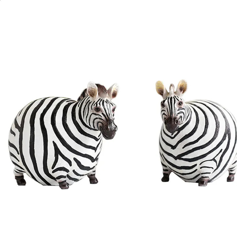 Nordic Creative Resin Cute Fat Zebra Figurine Animal Figurine Sculpture Study Ornaments Desktop Crafts Art Decoration Statue 240816