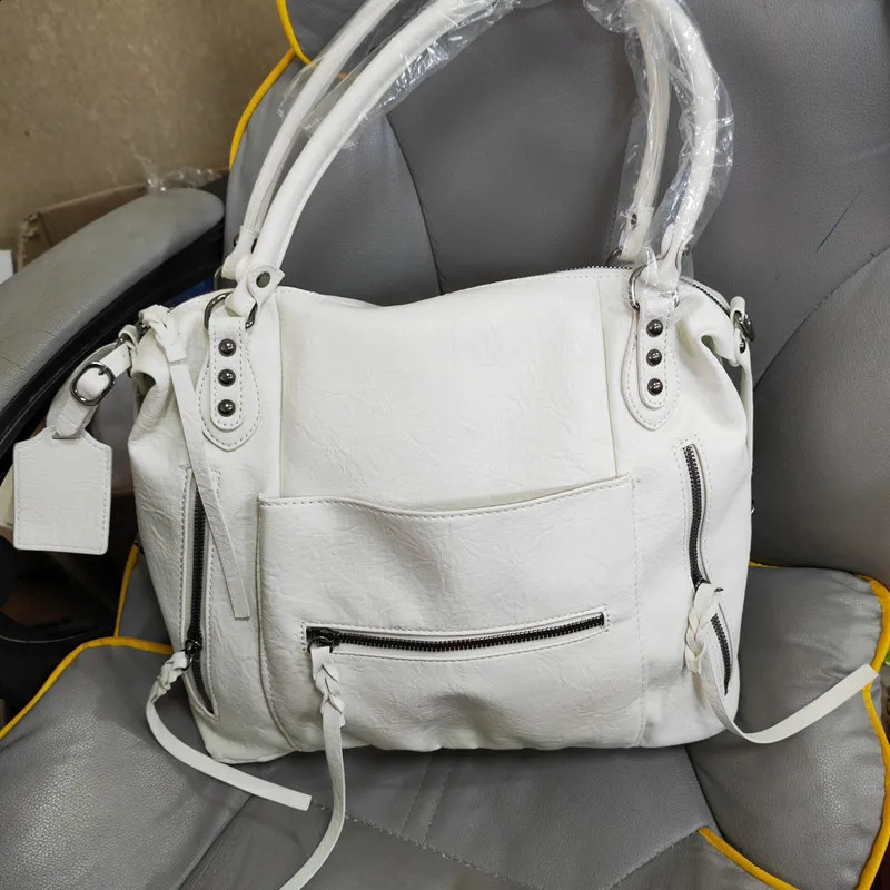 Retro n PU leather Boston womens bag casual large capacity shoulder cross body fashion shopping 240820