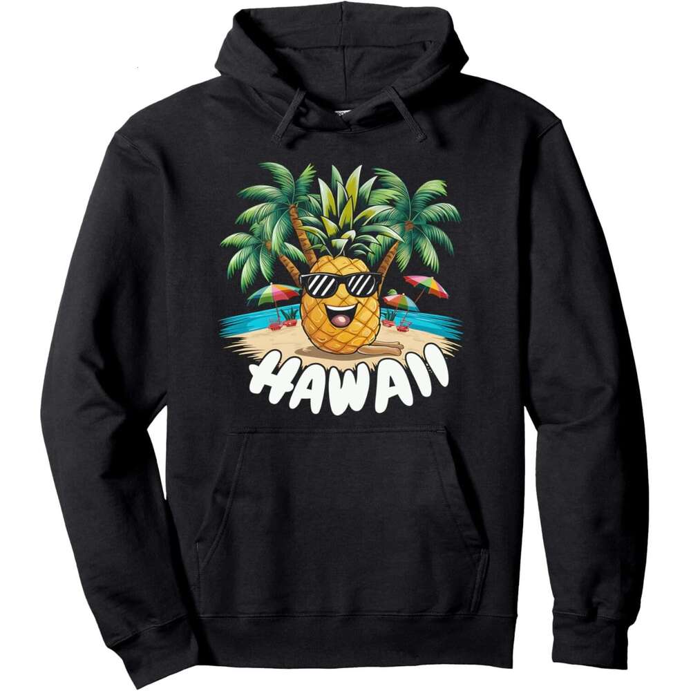 Hoodie for Mens Womens Hawaii Pineapple Tropical Beach Palm Tree Summer Vacation HI Pullover Hoodie Hoodies sweatshirt pullover jacket Long sleeve