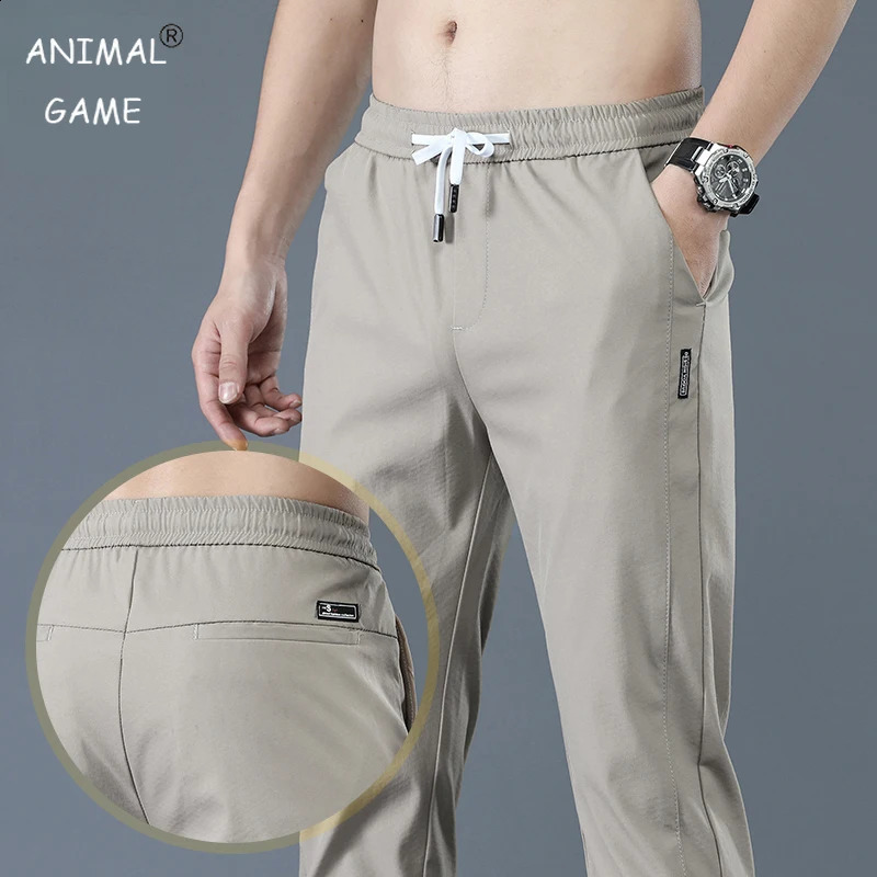 Spring Summer Mens Casual Pants Slim Pant Straight Thin Trousers Male Fashion Stretch Khaki Jogging 28-38 240819