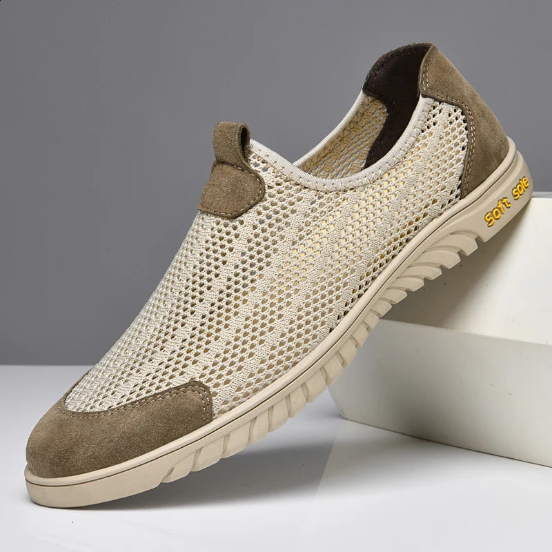 Breathable Mens Casual Shoes Hollow Out Men Loafers Cool Moccasins Handmade Slip on Driving Shoes Lightweight Male Summer Flats 240809