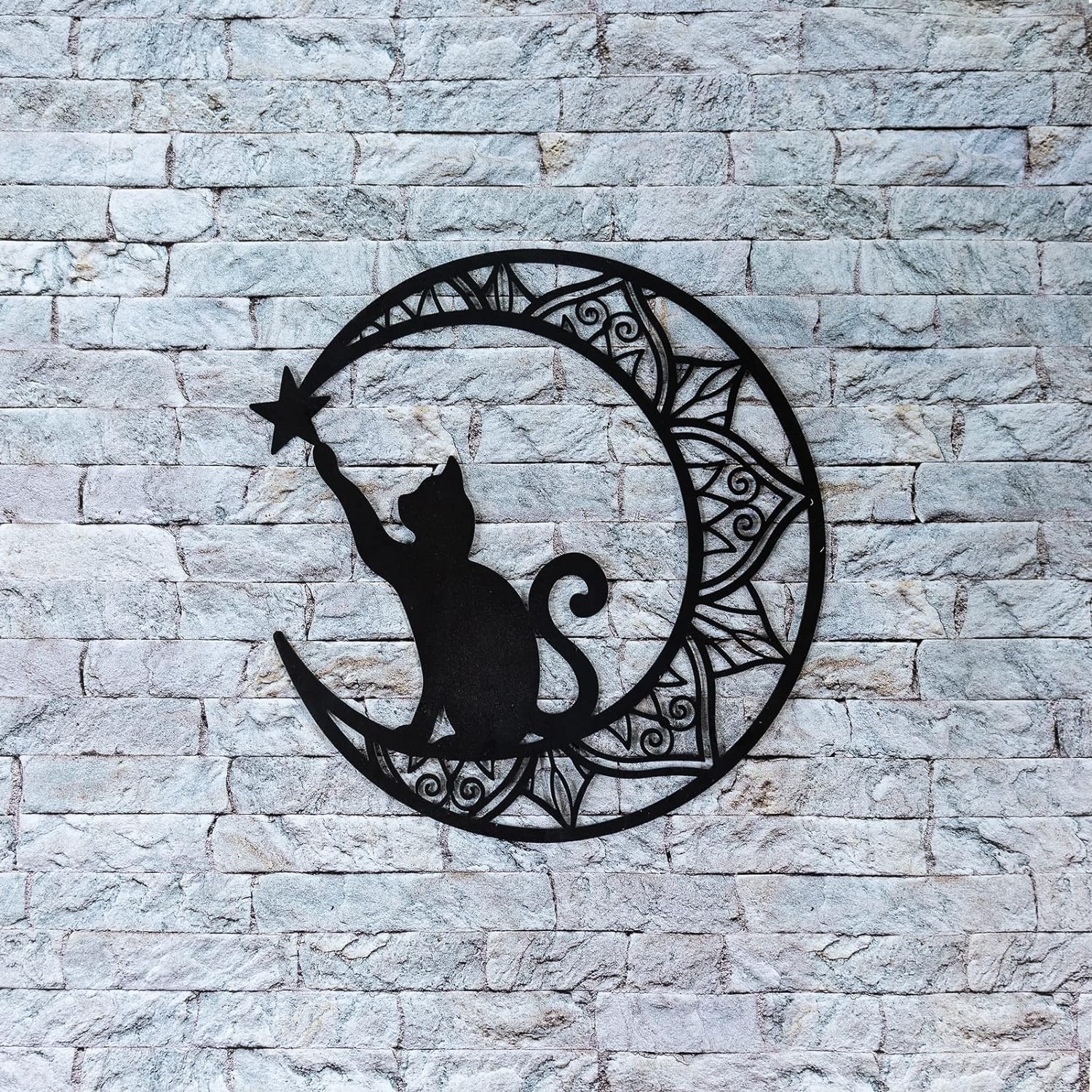 Interior and Exterior Decorating Cat Lovers Premium Black Cat and Moon Wall Art