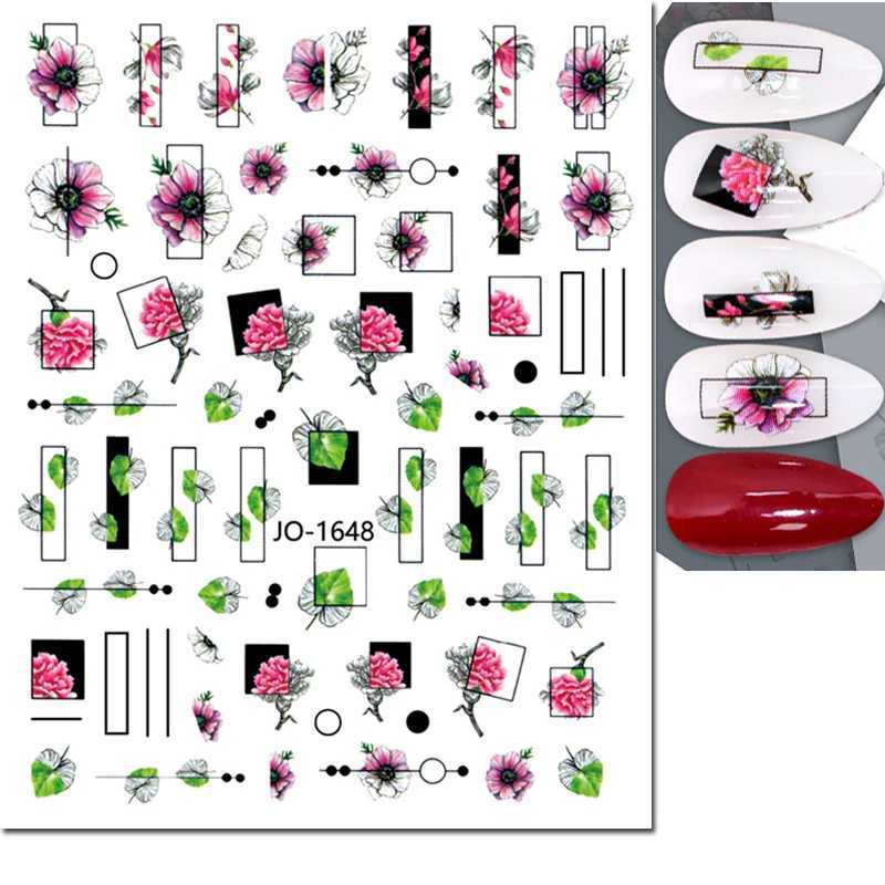 3d Nail Art Stickers Tropical Green Palms Leaves Flowers Flamingo Adhesive Sliders Nail Decals For Manicures Tips DecorationsXJ250120