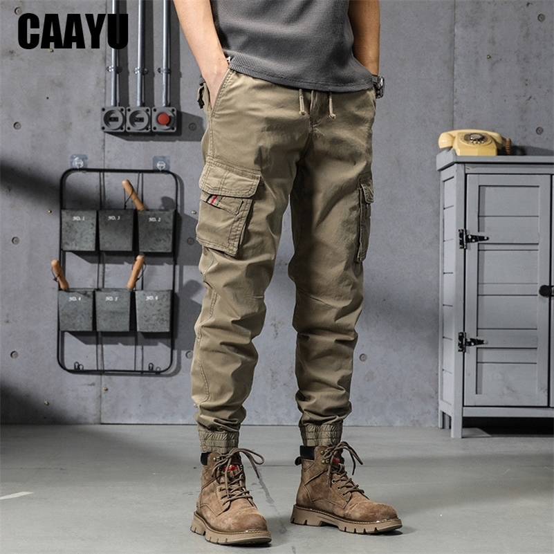 CAAYU Joggers Cargo Pants Mens Casual Hip Hop Y2k Multi-Pocket Male Trousers Sweatpants Streetwear Techwear Tactical Khaki Pants 240816