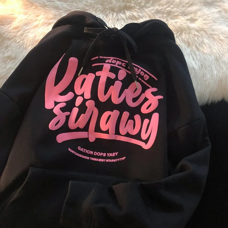 Spring Letter Print Hoodies Pullover Harajuku Sweatshirt Womens Autumn Winter Korean Leisure Baggy Hooded Tops Y2k Clothes 240816