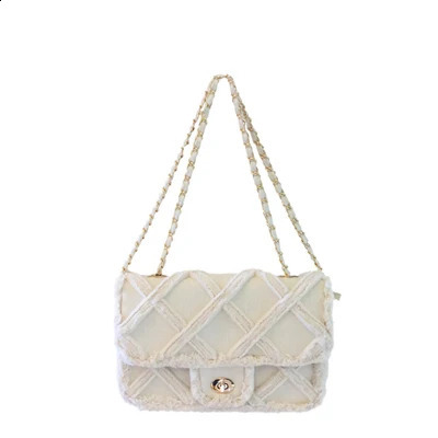 Women Canvas Shoulder Messenger Crossbody Bag Ladies Vintage Handbag Female Cotton Wool Cloth Shopping Bags pearl 240816