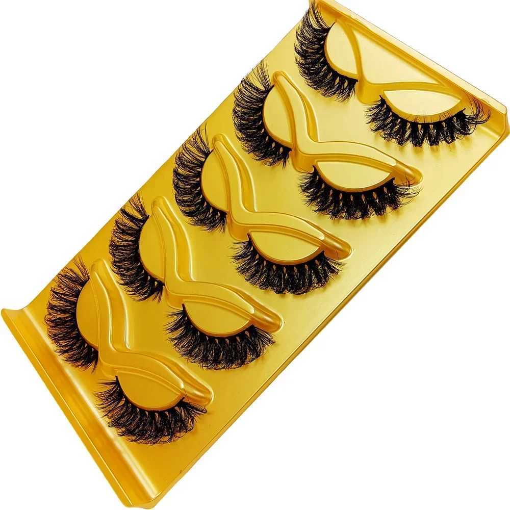 5 pairs of fake eyelashes cat eyes Wispy End Eye Elongated thick artificial mink fur fluffy short natural fake eyelashes W240803