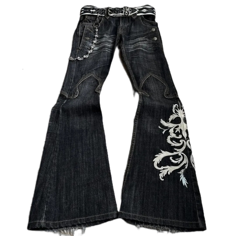 Harajuku Old Slim Black Jeans Summer Street Hip Hop Punk Mens and Womens Casual Y2K Micro Flash Tear 240816
