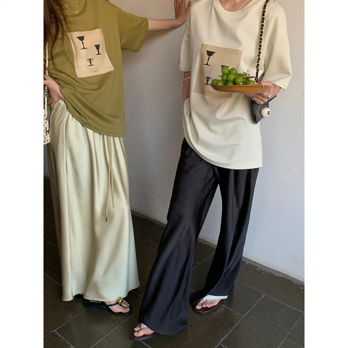 Satin Wide Leg Pants Long Floor Casual Pants Womens Summer 240816