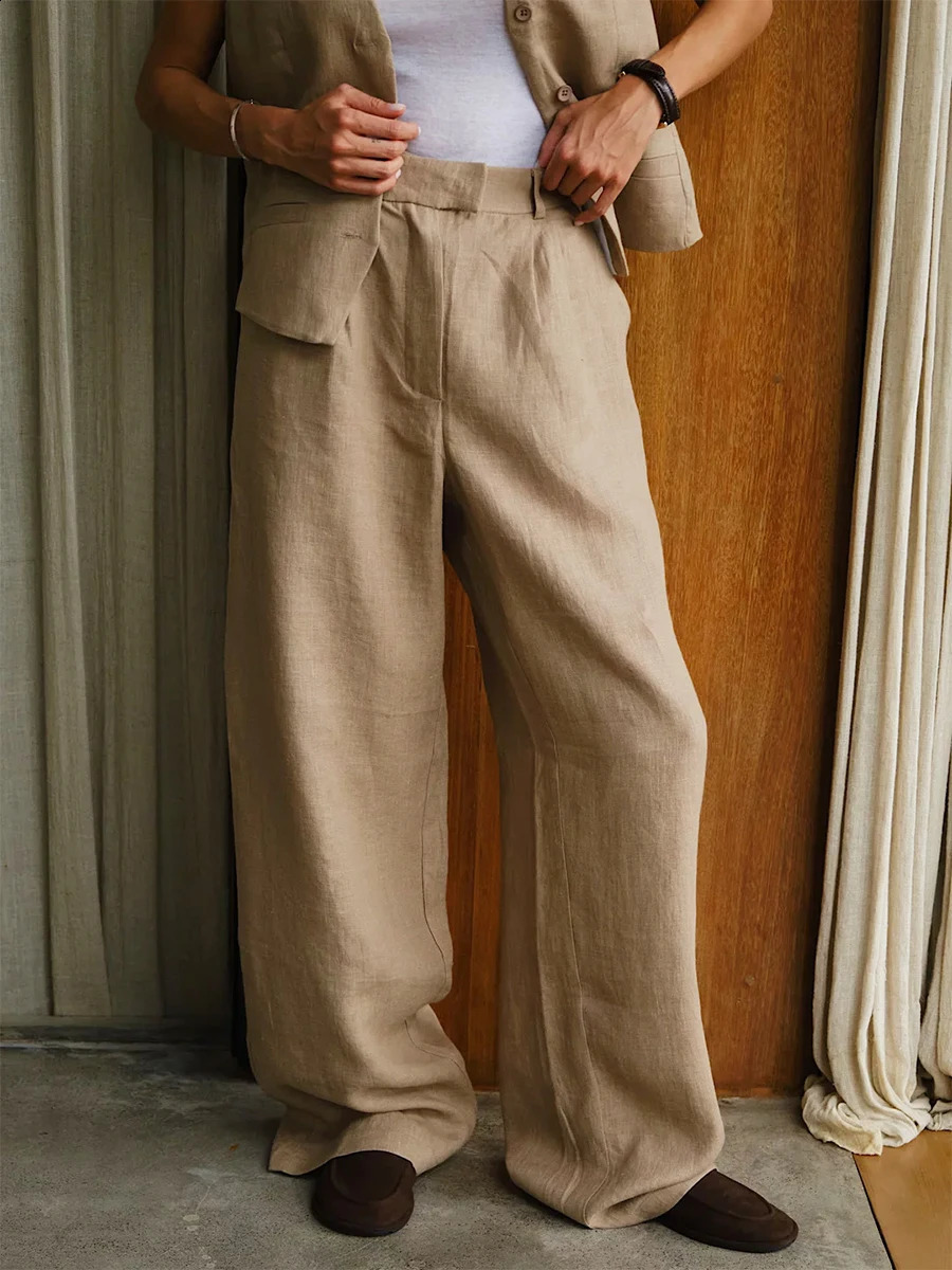 Bornladies Fashionable High Waisted Straight Leg Pants Women Loose Solid Fashion Chic Versatile Office Lady Commuting Pants 240816