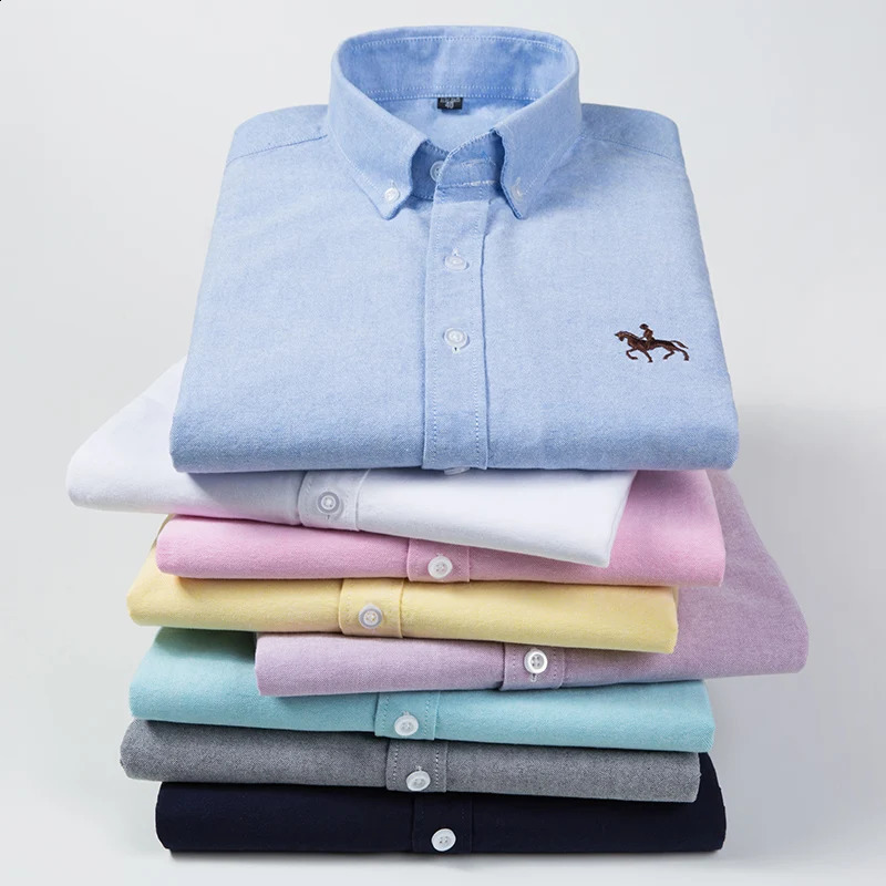 S~6XL Large Size 100% Cotton Oxford Mens Shirt Long Sleeve Soft Formal Business Office Fashion Casual Quality Mens Clothing 240818