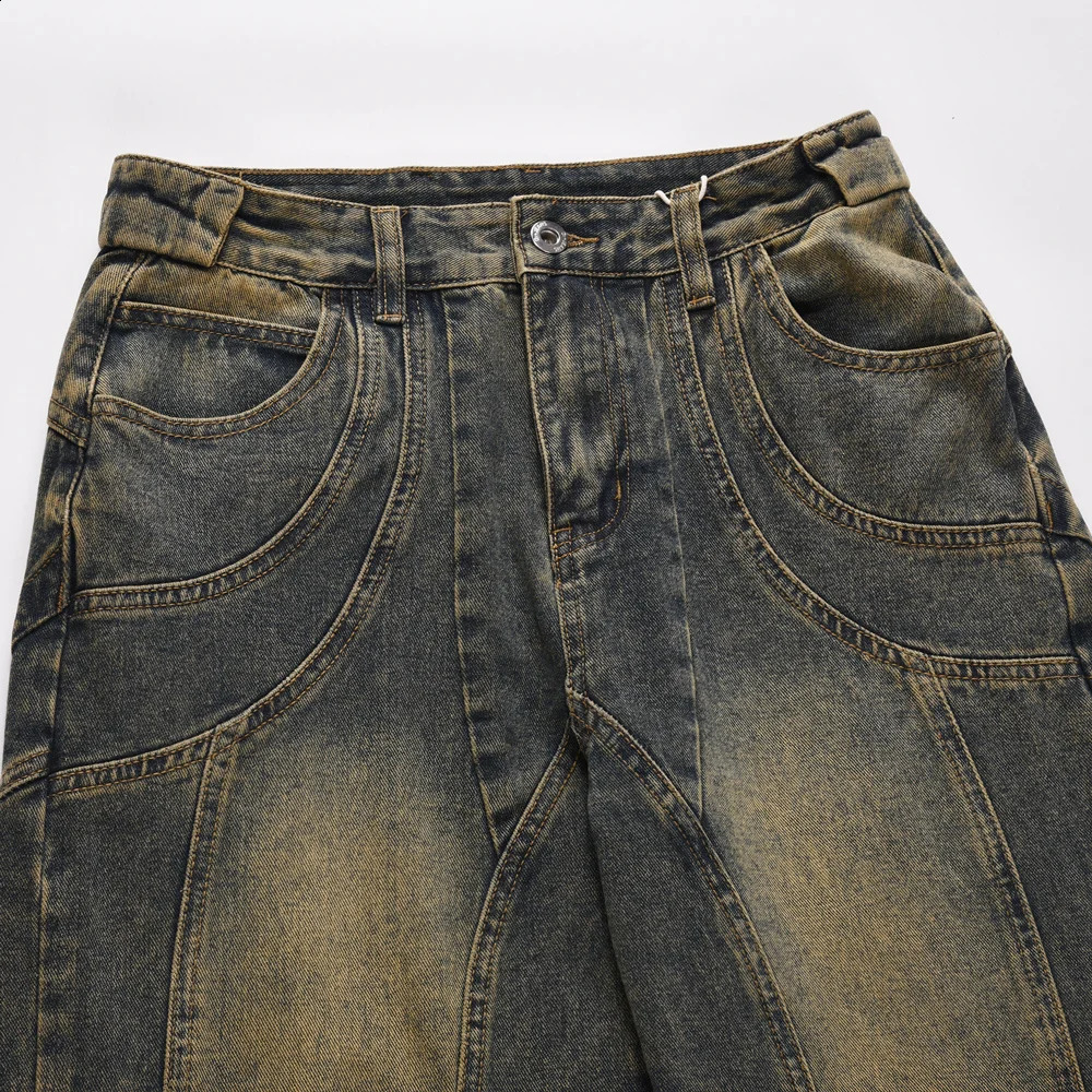Vintage Flared Jeans Men Wide Leg Baggy Trousers Autumn Streetwear Fashion Distressed Original Street Y2k Denim Pants Winter 240816