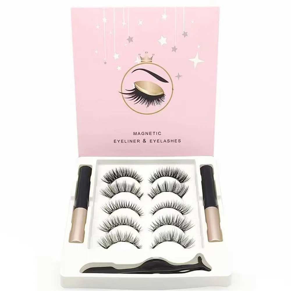 5 pairs of 5 magnetic eyelashes eyeliner decal set 3D mink eyelashes natural artificial eyelashes W240803