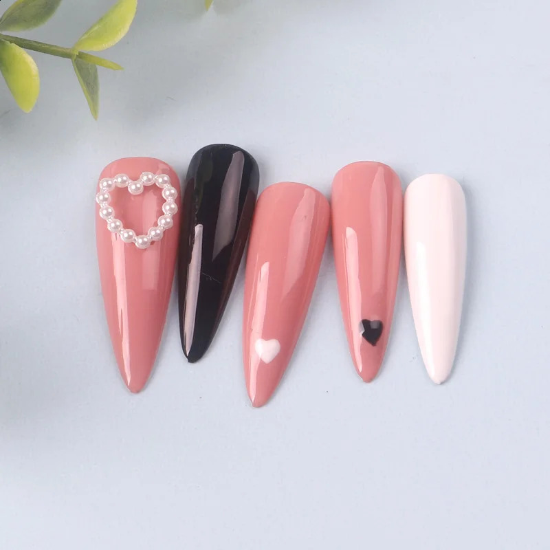 TSZS 50PcsBag Hollow Heart Pearl Nail Art Charms White Pearl Flatback 3D Nail Decoration DIY Nail Accessorie 240814