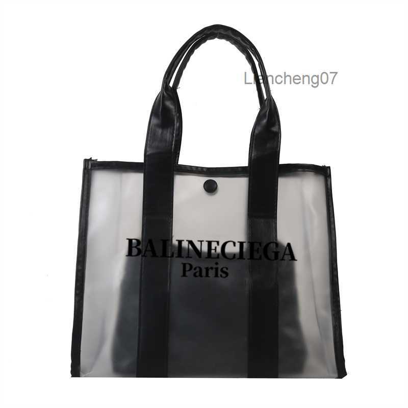 Cross Body Large Capacity Fashionable Transparent Handbag Jelly Beach Printed Womens Baozi Mother Shoulder Tote Bag Y2408190B5P6T5T