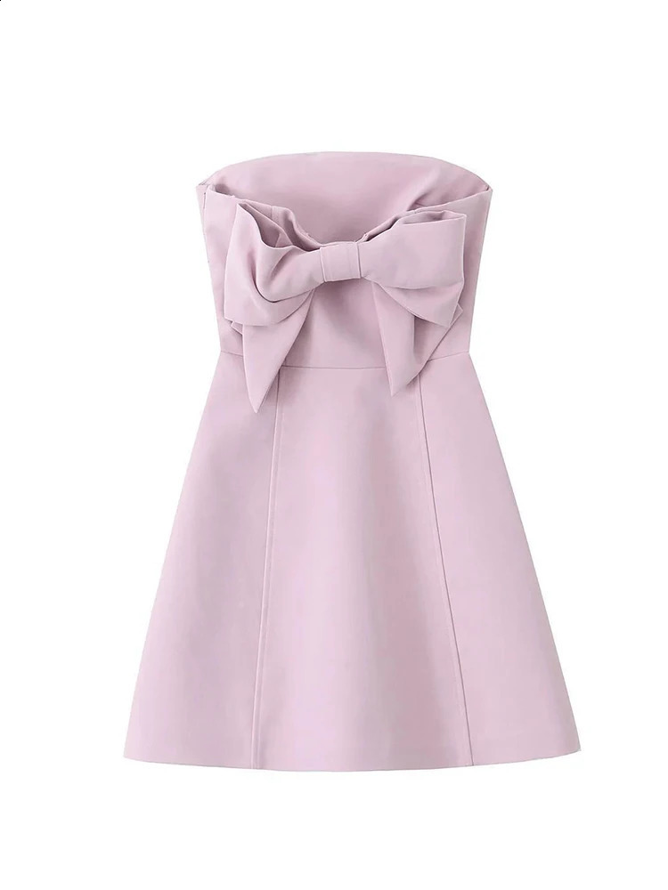 Sexy Off Shoulder A-line Mini Dress Women Backless Bow Party Dresses 240819