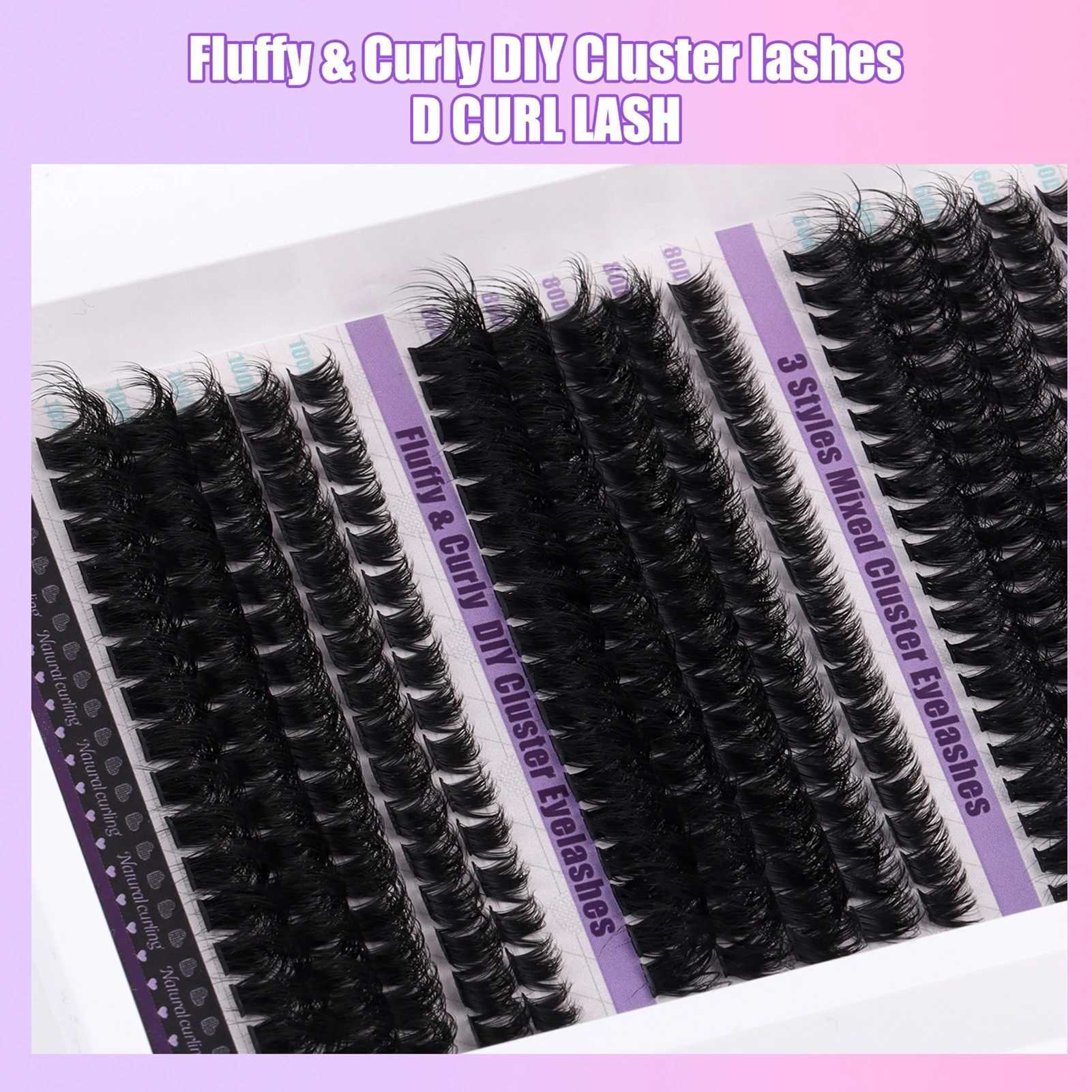 270pcs fluffy volume false eyelash adhesive and sealing eyelash removal kit personal cluster 60D 80D 100D natural eyelash extension W240803