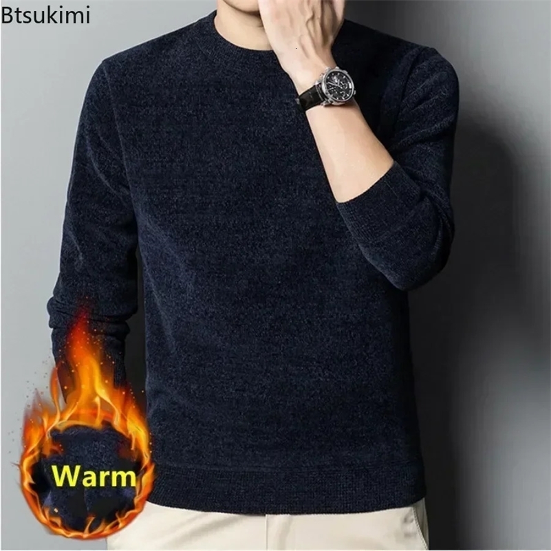 2024 Mens Thick Warm Chenille Cashmere Sweater Top Autumn Winter Soft Casual Pullover Sweater Tops Male Knitted Sweater 240816