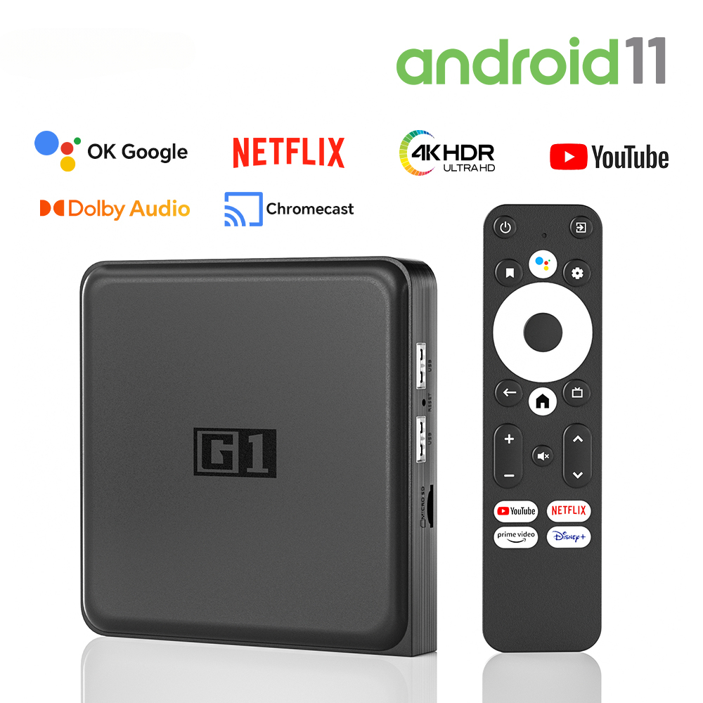 Kleincool G1 Android TV Box With Netflix 4K Ultra HD Google Certified Dolby Vision HDR10+ 4G 32G WiFi6 Streaming Media Player