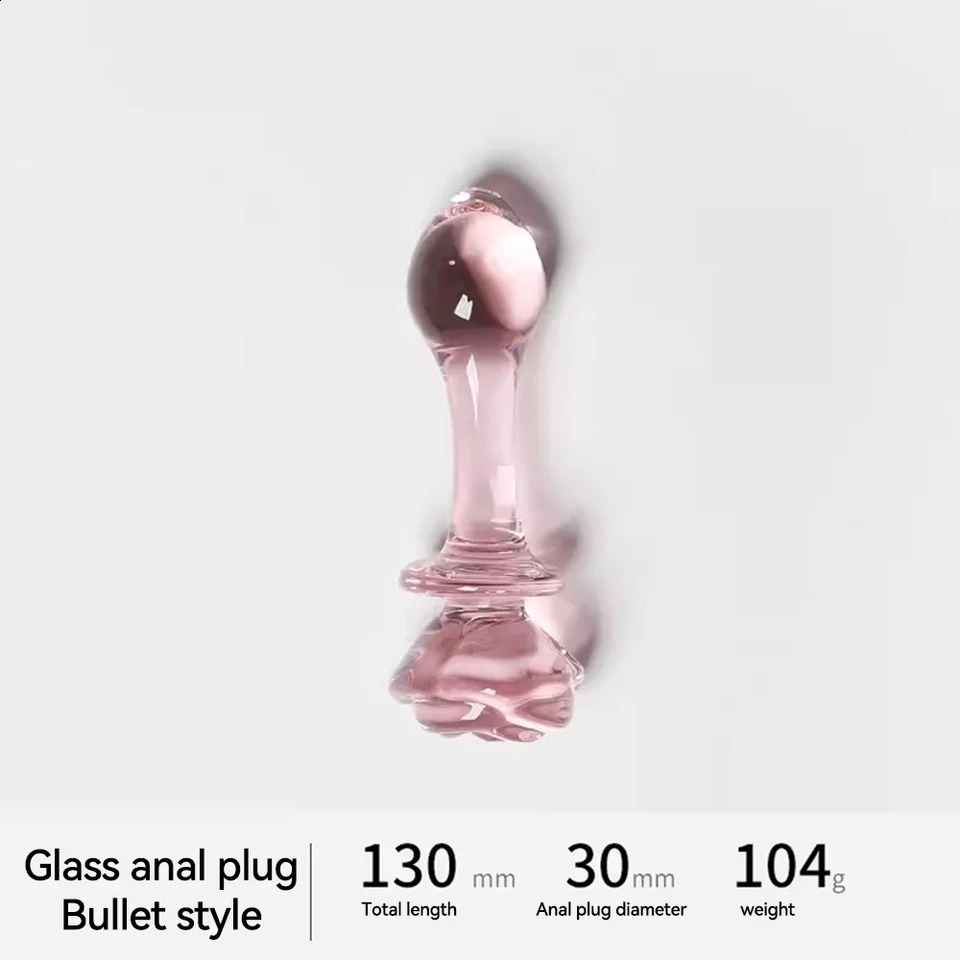 Rose Glass Bullet Butt Plug Transparent Pink Stimulating Anal Masturbation Beads Penetration Anal Plug Adult Sex Toy Joinjjtoy 250108