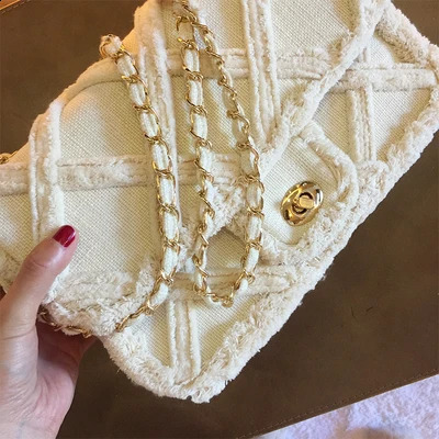 Women Canvas Shoulder Messenger Crossbody Bag Ladies Vintage Handbag Female Cotton Wool Cloth Shopping Bags pearl 240816