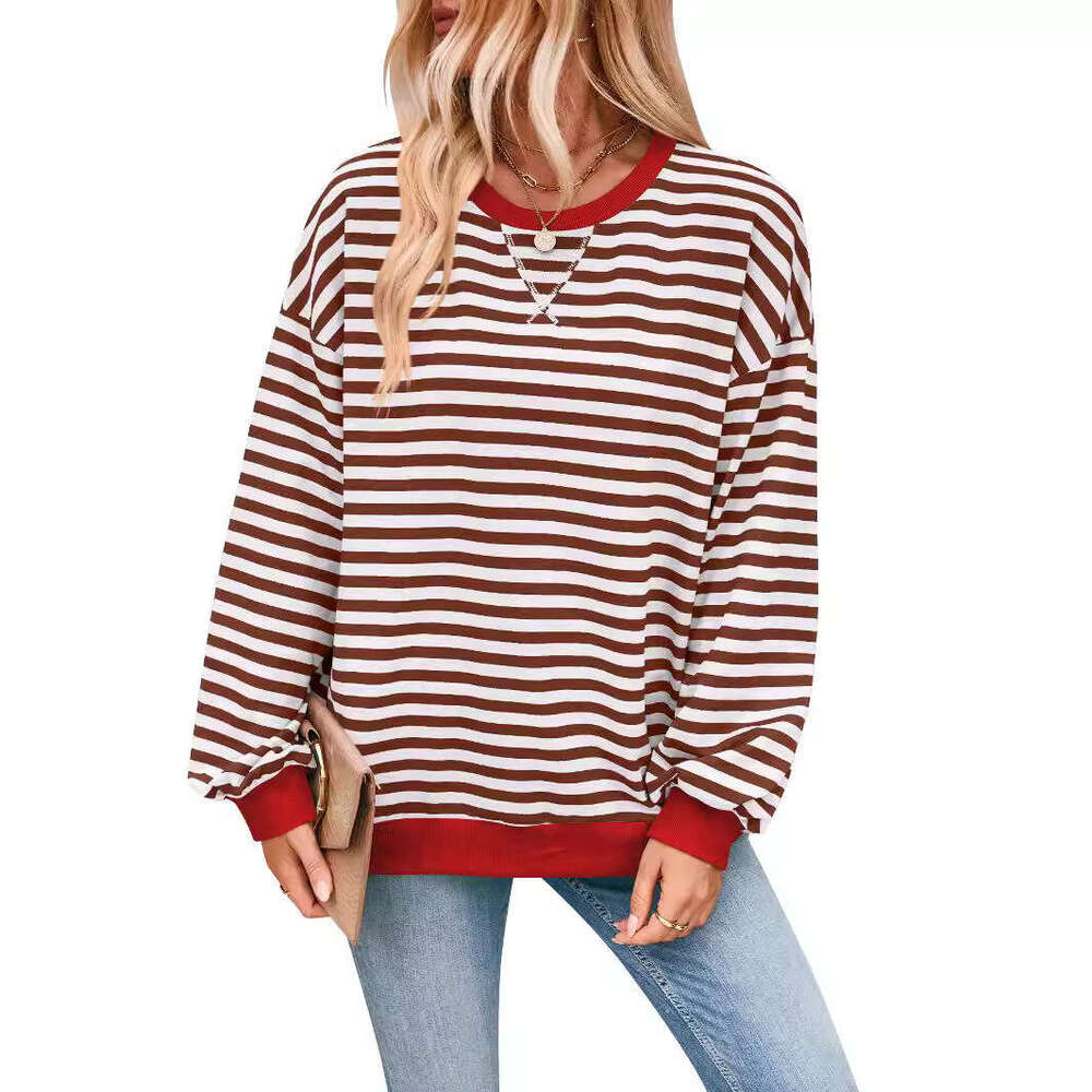 Women's 2024 Autumn/Winter Loose-Fit Casual Striped Hoodie