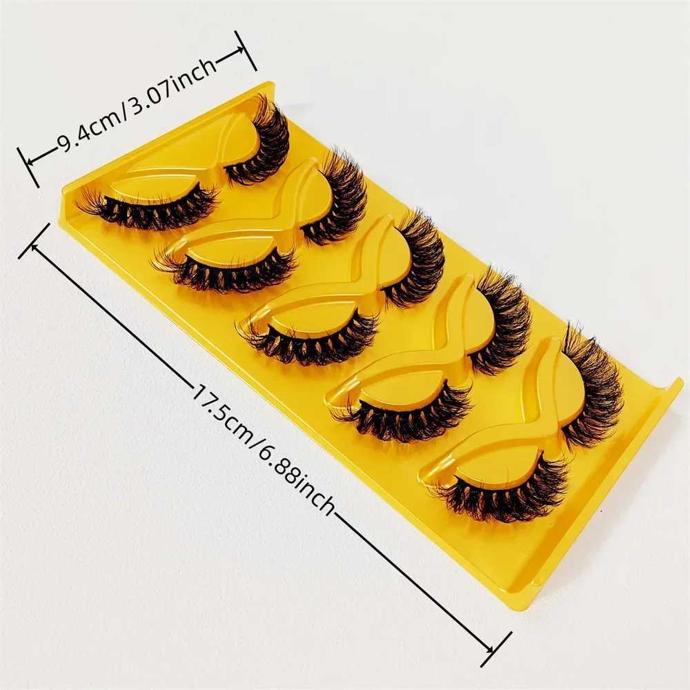 5 pairs of fake eyelashes cat eyes Wispy End Eye Elongated thick artificial mink fur fluffy short natural fake eyelashes W240803