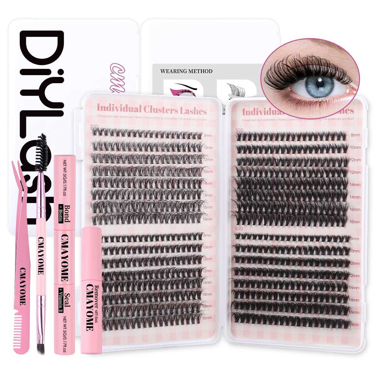 DIY single cluster DIY eyelash extension kit 640 cluster large volume D-curve single cluster single eyelash mixed false eyelashes W240803