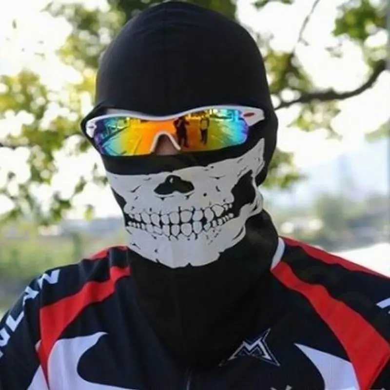 Black Ghost Skull Full Face Mask Windproof Ski Mask Motorcycle Facial Tactical Balaclava Mask Suitable for Womens Halloween Role Playing W240817