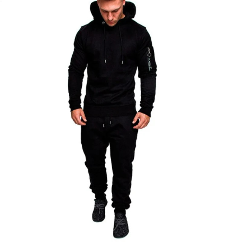 Mens Camouflage Tracksuit Sport Hoodies Pants Two Piece Set Outdoor Sports Suit Casual Jogging Suit Sweatshirts 240819