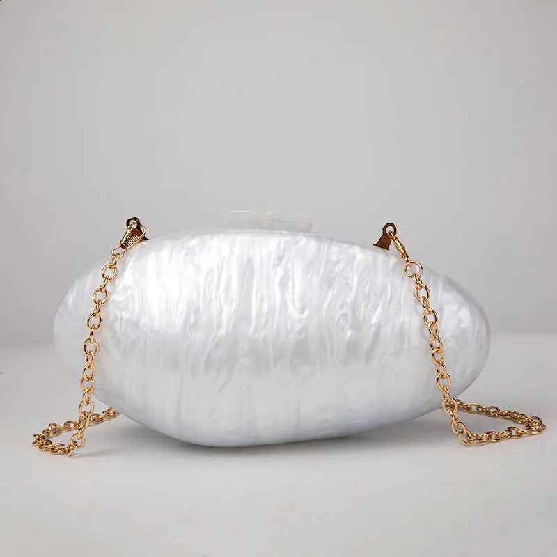 Pearl Acrylic Evening Bags er Clutch Purse Mini Womens Wallet Shell Chain Shoulder Crossbody Wedding Party Handbag 250103