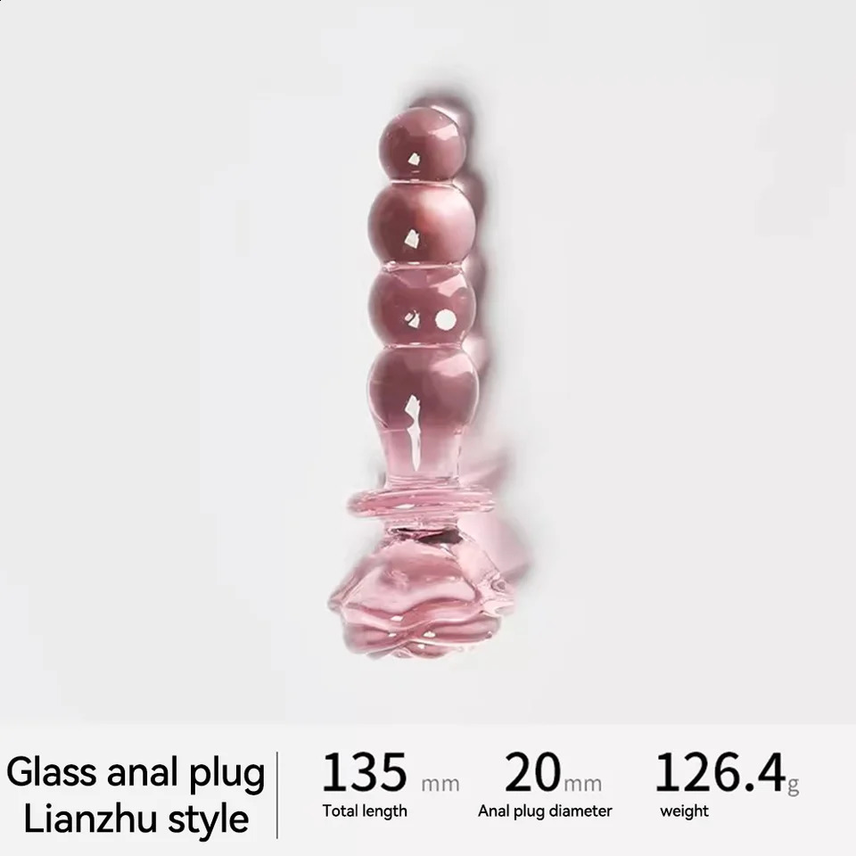 Rose Glass Bullet Butt Plug Transparent Pink Stimulating Anal Masturbation Beads Penetration Anal Plug Adult Sex Toy Joinjjtoy 250108