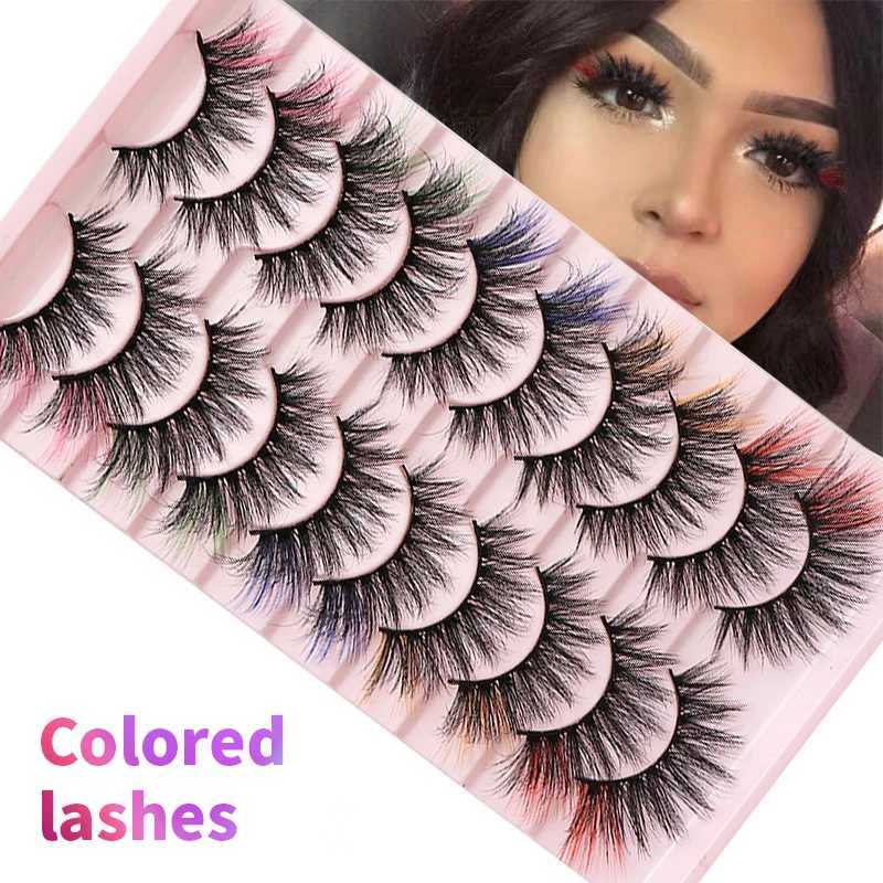 Colored eyelashes natural mink fluffy colored eyelash rolls fans thick eyelashes party role-playing Halloween red false eyelashes W240803