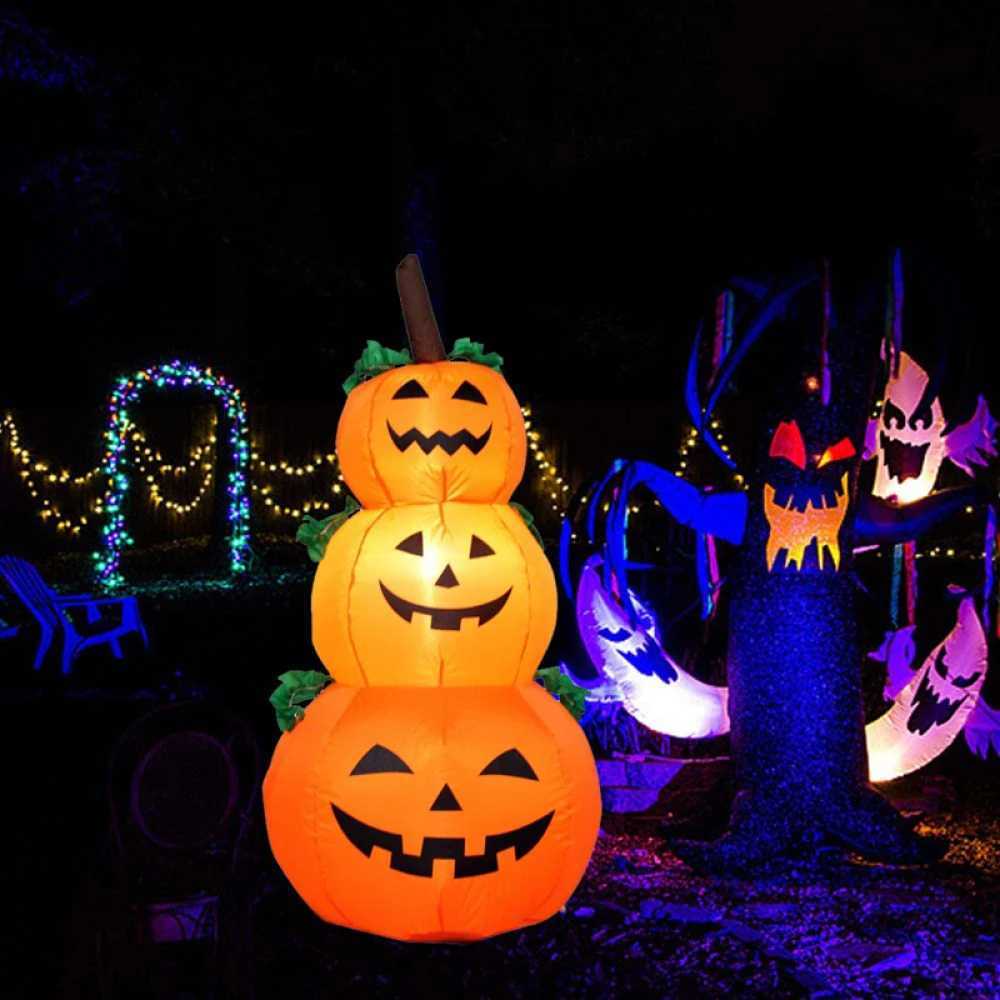 1.2 M Halloween Inflatable Pumpkin with LED Outdoor Decoration Horror Home Garden Courtyard Tombstone Decoration Haunted PropsXJ240817