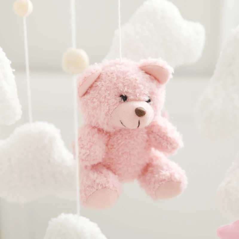 Crib Mobile Decor Cartoon Pink Bear Baby Mobile for Bassinet Baby 0 12 Months Toys Wooden Rattle Bed Bell Crib Mobile Arm BellXJ240817