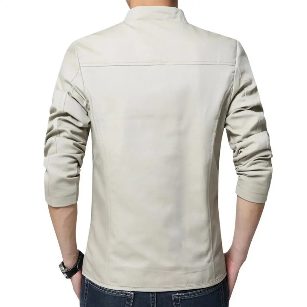 Mens Casual Blazer Men Autumn Solid Color Stand Collar Zipper Pockets Thin Slim Blazer Coat Slim Suit Jacket Gentlemen Blazer 240816
