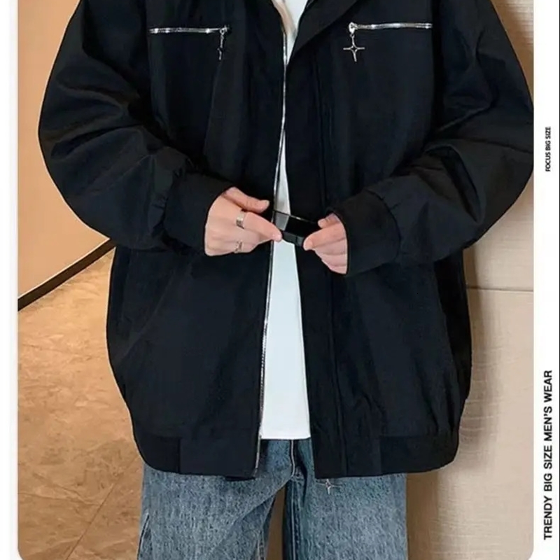 Spring Autumn Trendy Mens Womens Student Style Loose Fashion American Street Style Versatile Top Jacket 240816