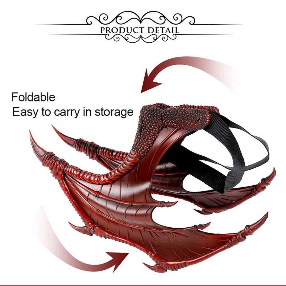Creative Halloween Dragon Wings Mask Set Dragon Mask Costume Masquerade Cosplay Costume Props for Children Boys GirlsXJ240819